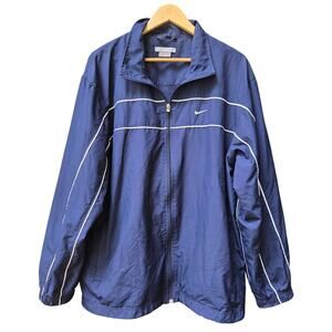 Nike Essentials Mens Vintage Y2K Athletic Windbreaker Track Jacket L Navy Blue